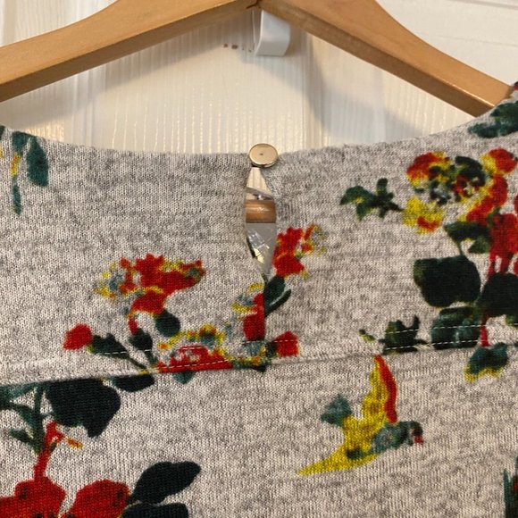 Papillon 3/4 Sleeve Sweater Dress in Grey Floral - Women's Medium - Picture 7 of 10